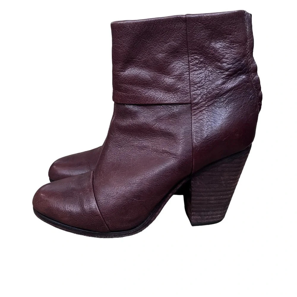 Rag & Bone (Revolve) Newbury Dark Brown Leather Ankle Boot Size EU 37 or US 7